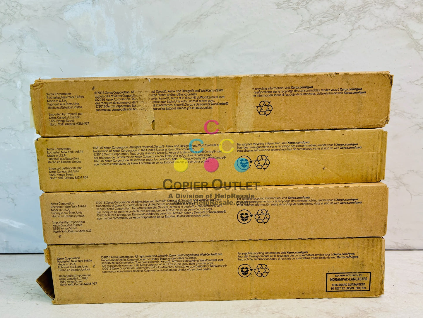 4 Open OEM Xerox WC7525,7545 Cyan, Magenta, Yellow & Black Toner 006R01513,14,15,16