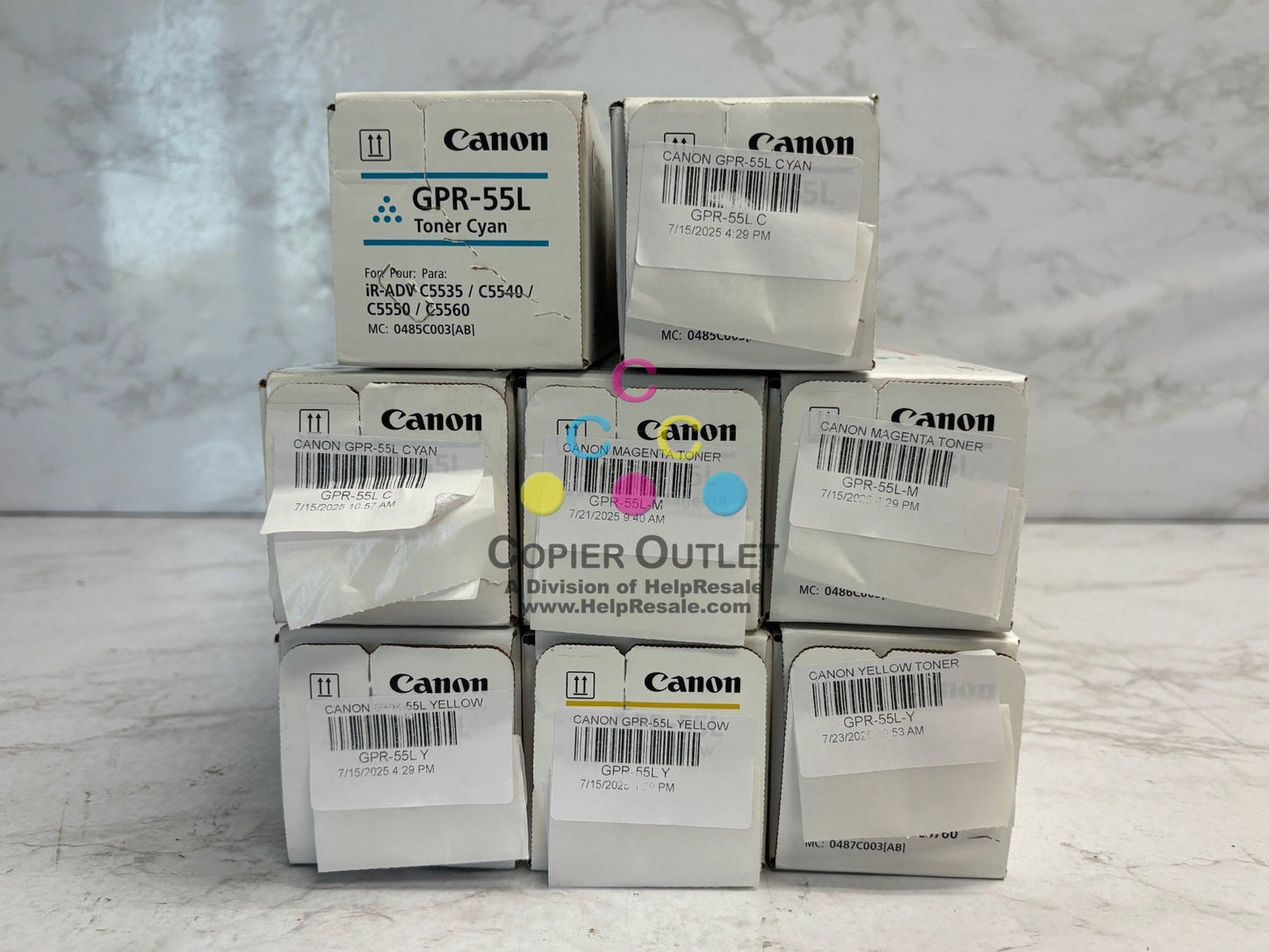 8 Genuine Canon iRADV C5535,C5540,C5550,C5560,C5750 CMY Toners GPR-55L