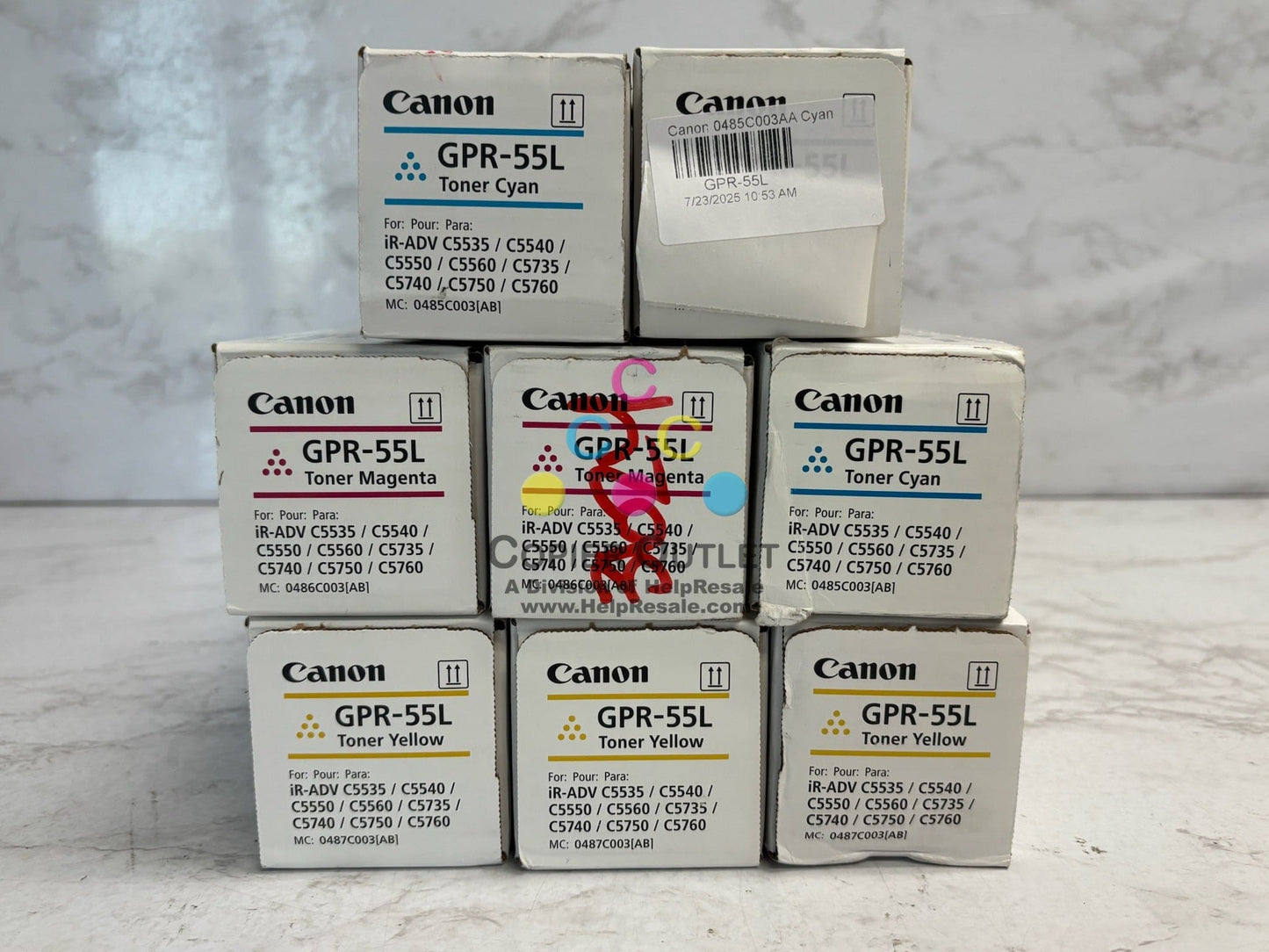 8 Genuine Canon iRADV C5535,C5540,C5550,C5560,C5750 CMY Toners GPR-55L