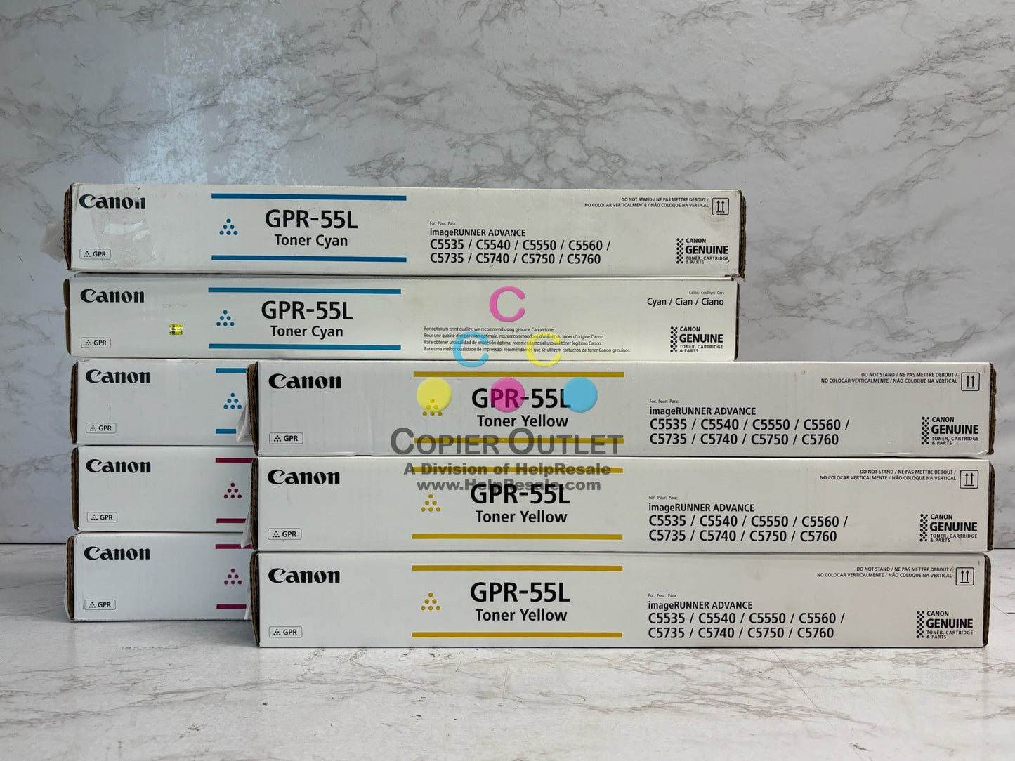 8 Genuine Canon iRADV C5535,C5540,C5550,C5560,C5750 CMY Toners GPR-55L