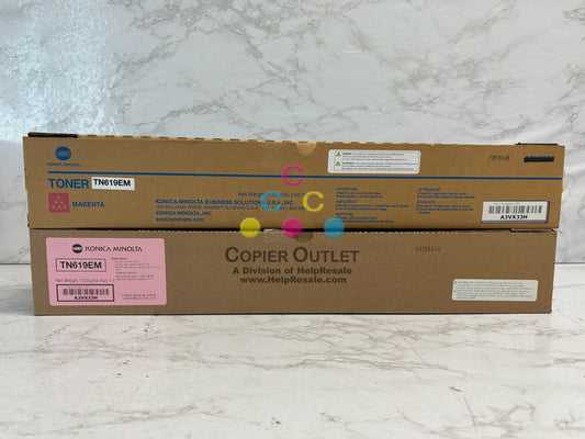 2 Genuine Konica Minolta C2070,C3070,C3080 Magenta Toners TN619EM (TN619M)