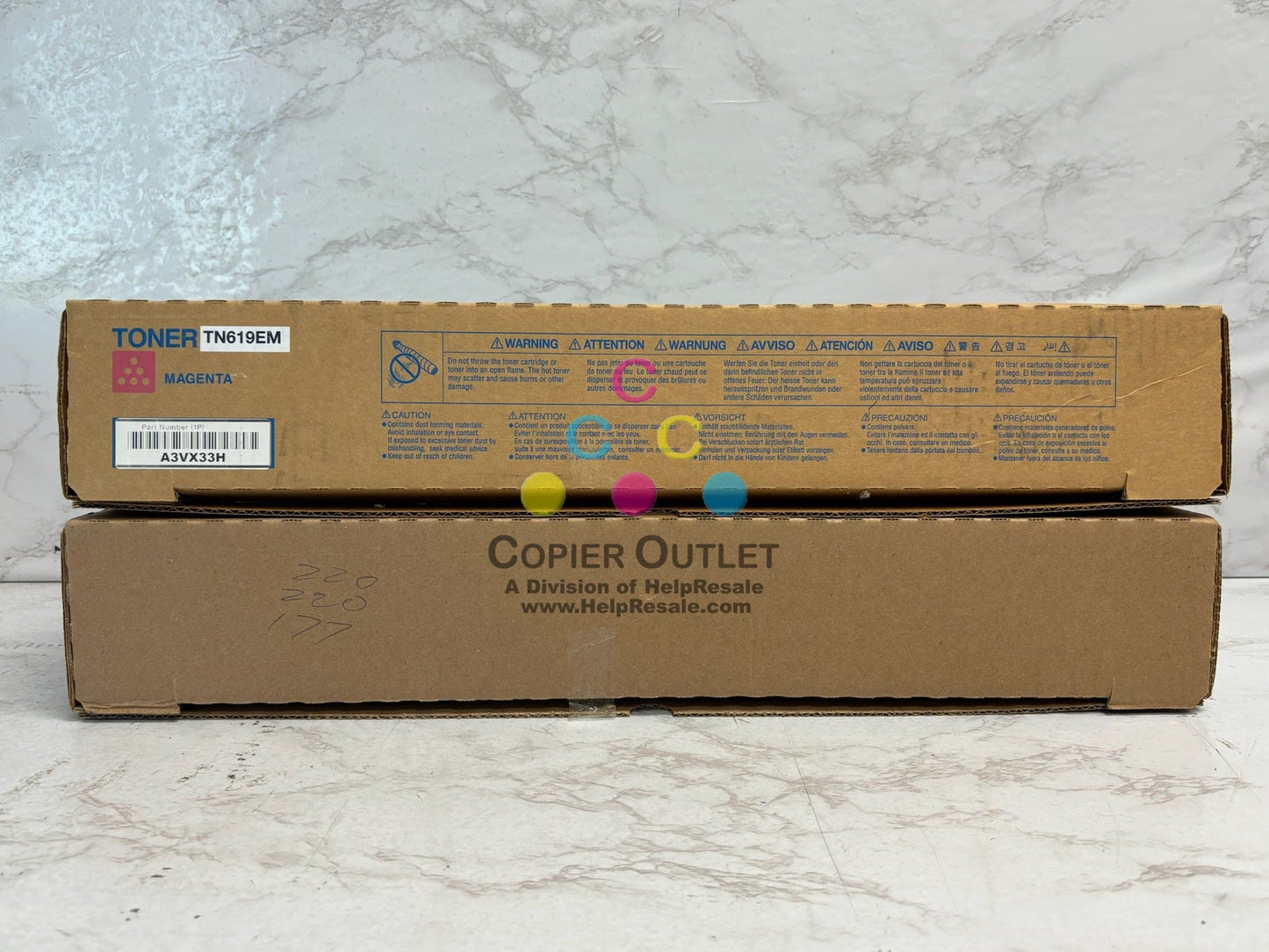 2 Genuine Konica Minolta C2070,C3070,C3080 Magenta Toners TN619EM (TN619M)