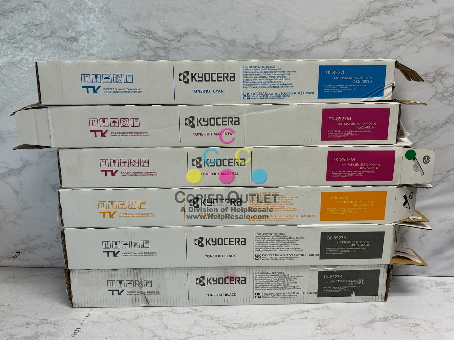 6 Open OEM Kyocera TASKalfa 3552ci,3553ci,4052ci CMMYKK Toners TK-8527, TK8527