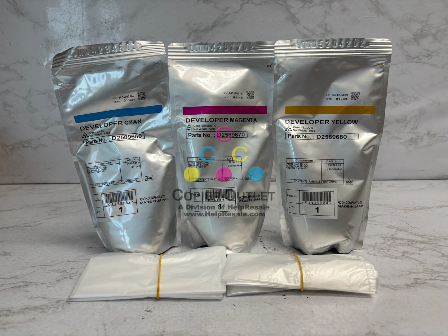 3 Genuine Ricoh MP C6500,C6503,C8003 CMY Developers D2589660,D2589670,D2589680