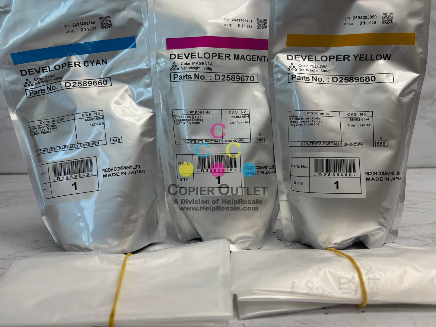 3 Genuine Ricoh MP C6500,C6503,C8003 CMY Developers D2589660,D2589670,D2589680