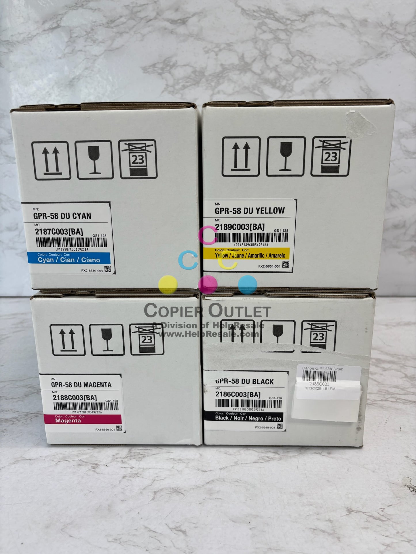 4 Genuine Canon imageRunner Advance C256,C259,C357 GPR58, GPR-58 DU CMYK Drums
