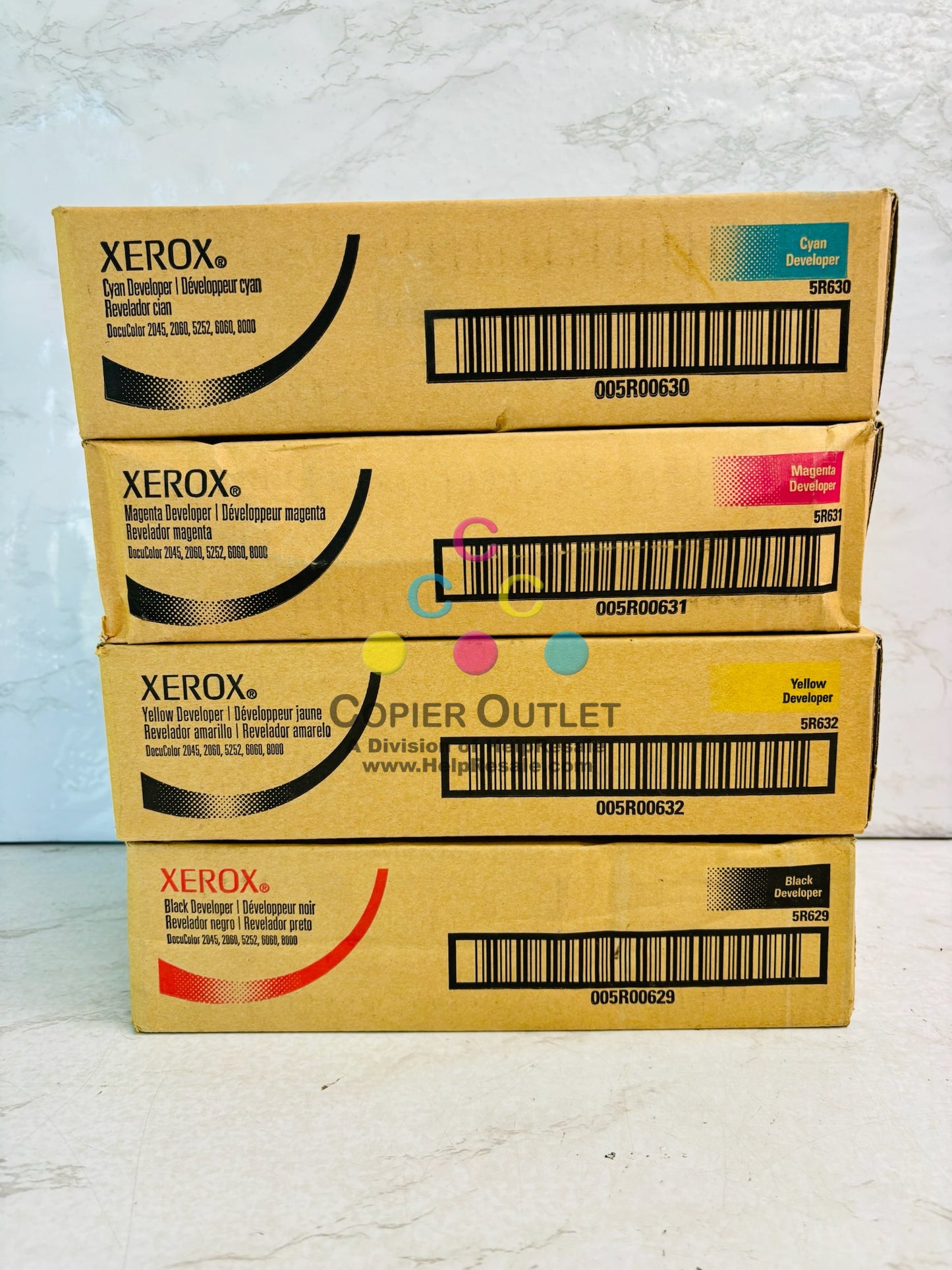 4 Genuine Xerox DocuColor 2045, 2060 CMYK Toner 5R629,5R630,5R631,5R632