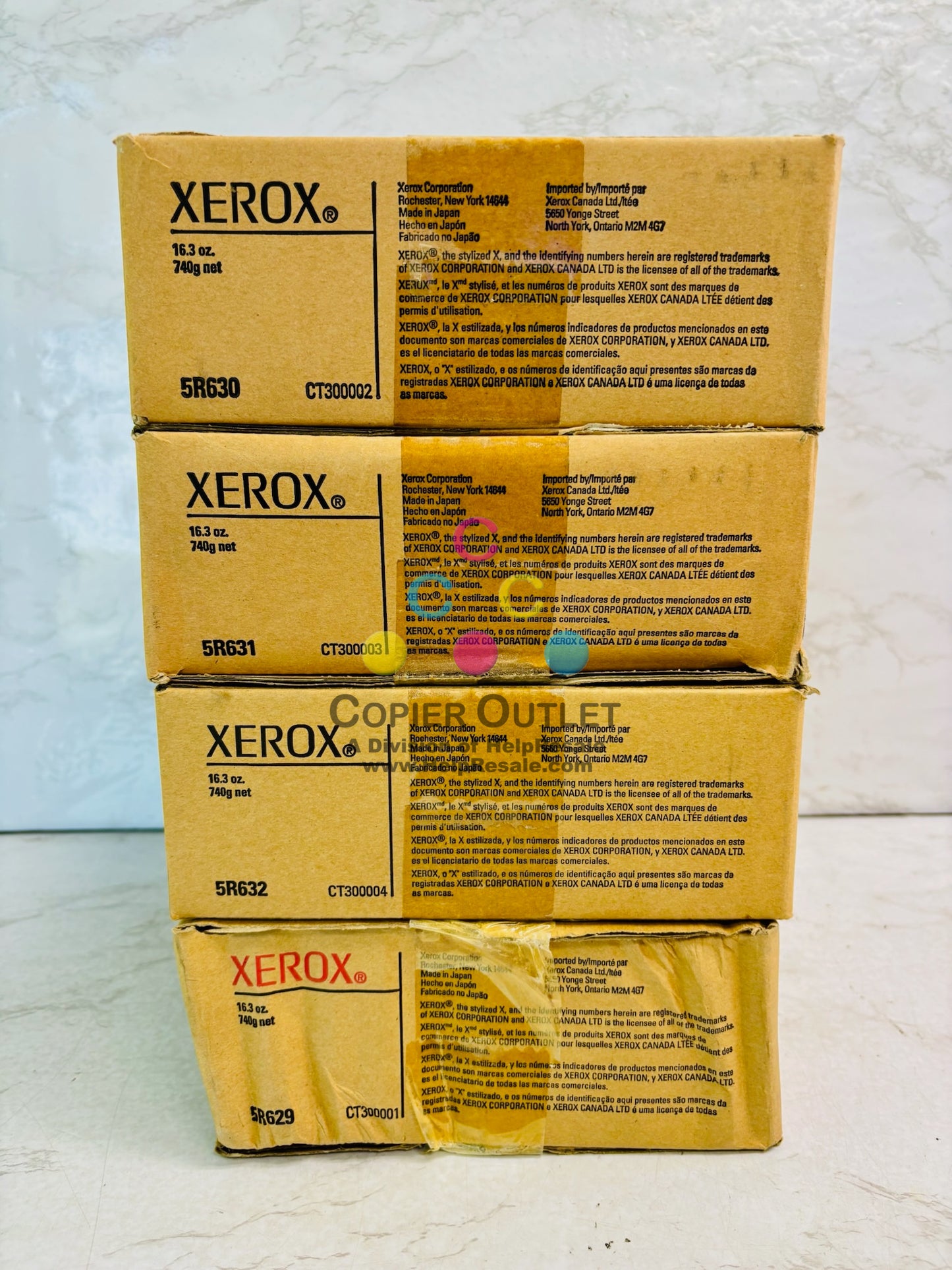 4 Genuine Xerox DocuColor 2045, 2060 CMYK Toner 5R629,5R630,5R631,5R632