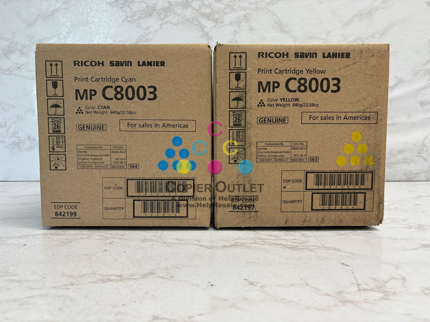 2 New OEM Ricoh IM C8003,C6500,C6503,C8000  Cyan & Yellow Toner 842197, 842199
