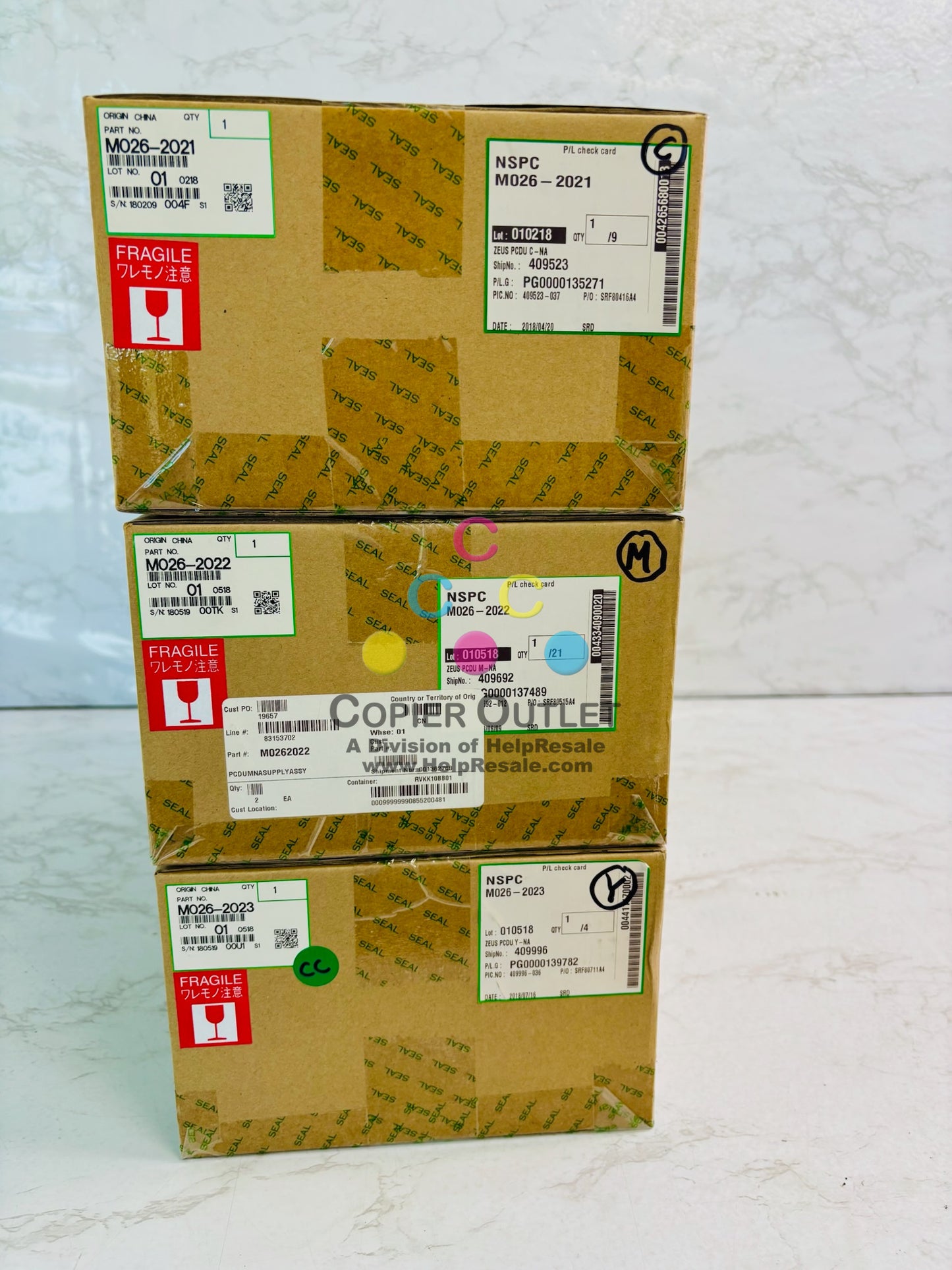 3 Genuine Ricoh Aficio MP C300,C300HT CMY PhotoConductor Unit M026-2021,2022,2023