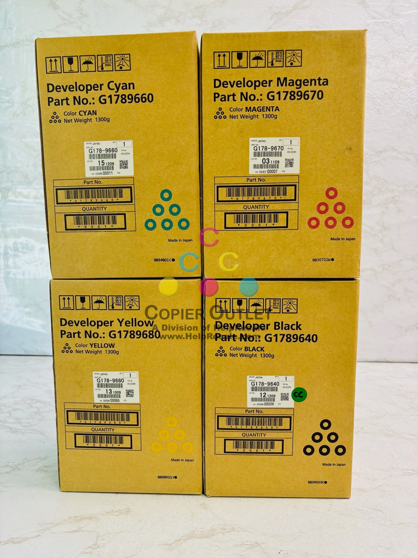 4 Genuine Ricoh Pro C720, C720S CMYK Toner G1789640, G1789660,G1789670,G1789680
