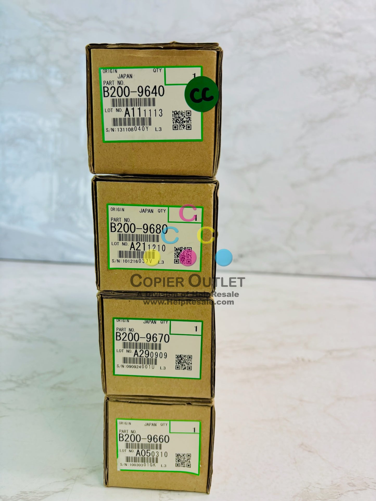 4 Genuine Ricoh AFICIO 3260C, 5560C CMYK Starter Developer B200-9640,60,70,80