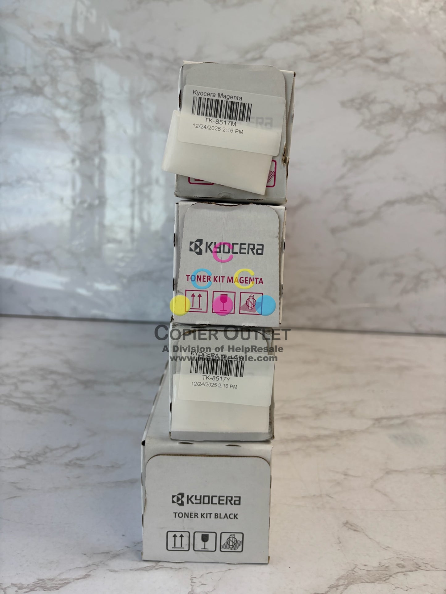 4 Genuine Kyocera 5052ci,5053ci,6052ci Mag, Yellow & Black Toners TK-8517 MMYK