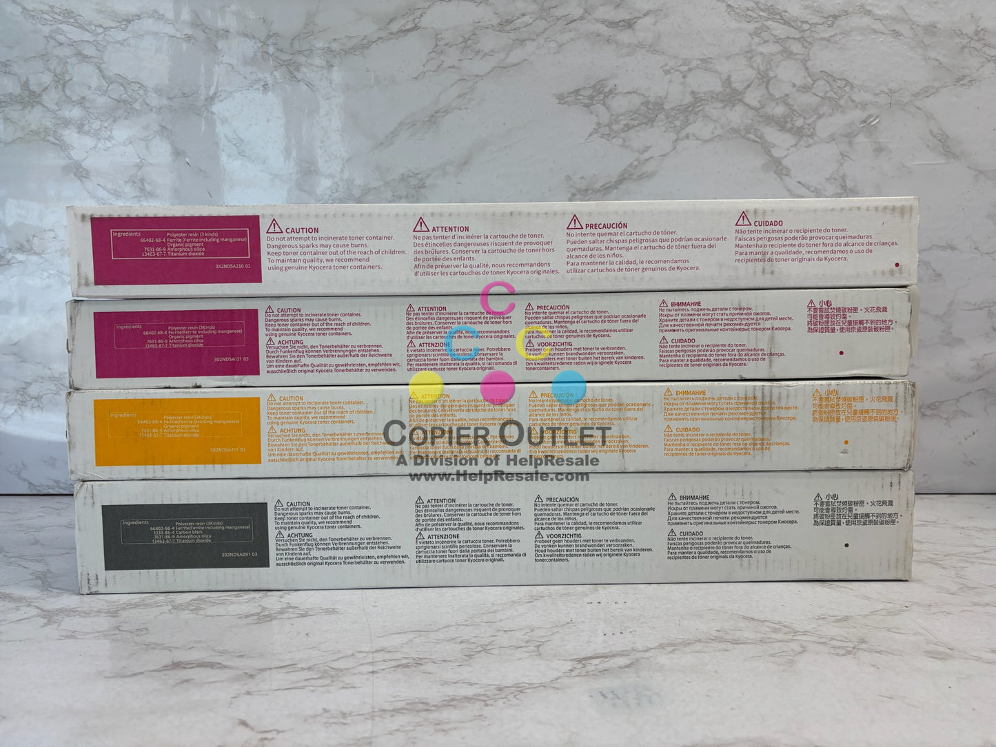 4 Genuine Kyocera 5052ci,5053ci,6052ci Mag, Yellow & Black Toners TK-8517 MMYK