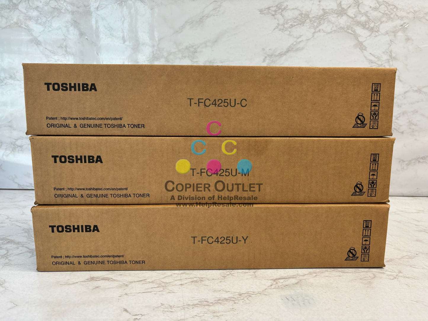3 OEM Toshiba es2525AC,3025AC,3525AC Cyan, Mag & Yellow Toners T-FC425U-C,M,Y