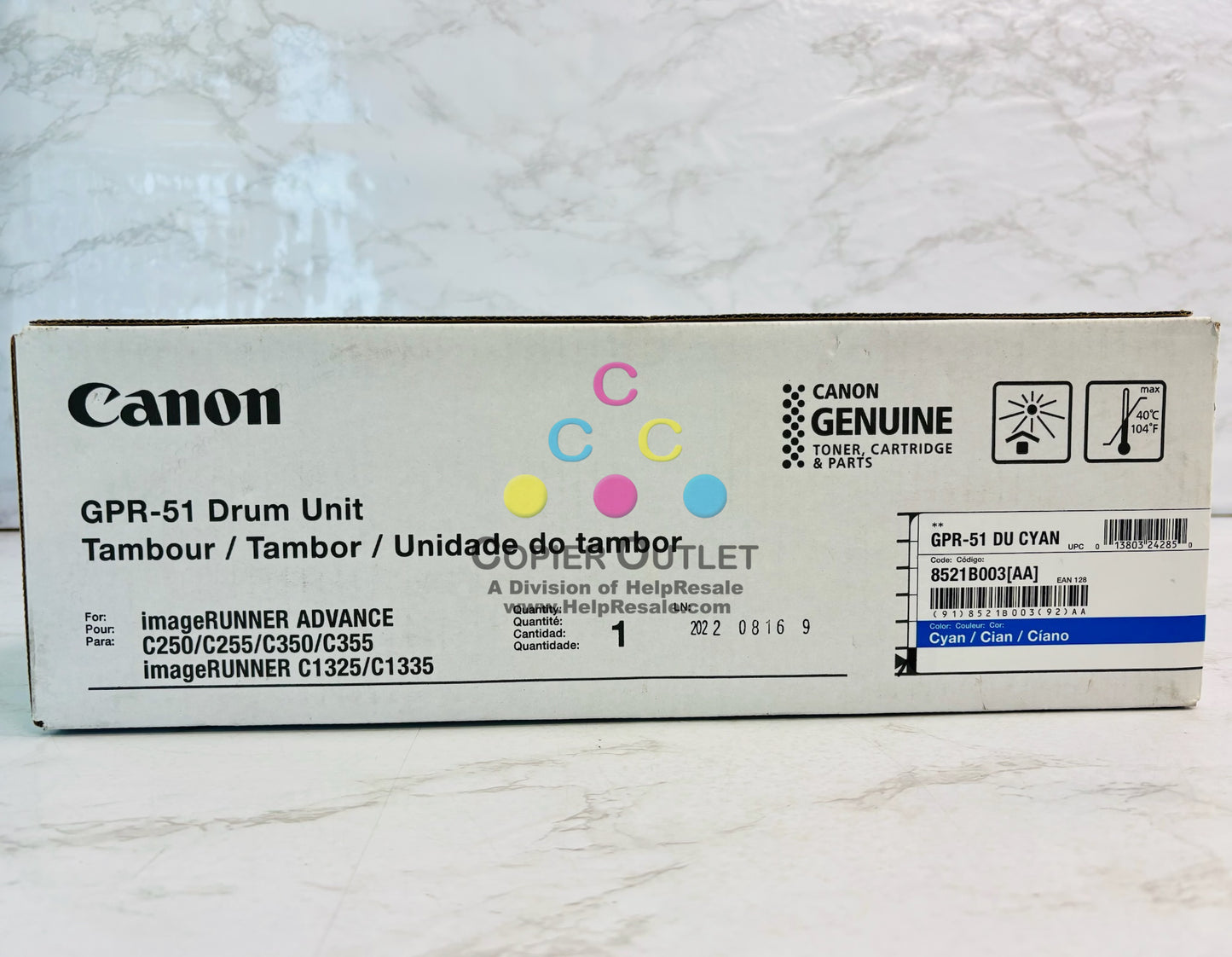 Genuine Canon imageRUNNER ADVANCE C250iF, C255iF Cyan Toner GPR-51, 8521B003[AA]