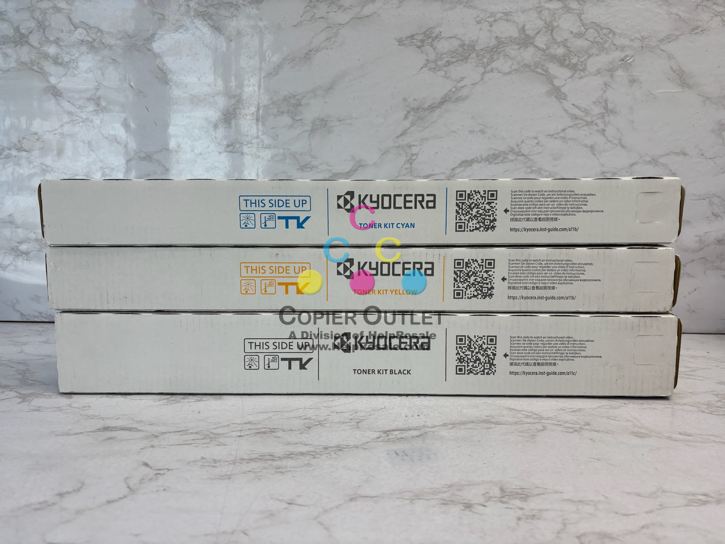 3 Genuine Kyocera TASKalfa MZ2501ci Cyan, Yellow and Black Toners TK-8467CYK