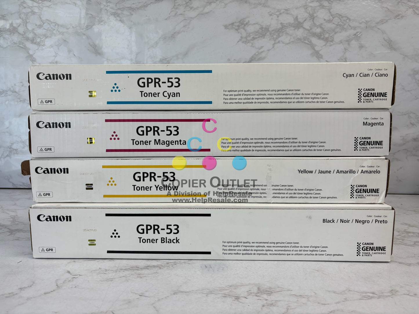 4 Genuine Canon iR C3325, C3330, C3525, C3530 GPR-53, GPR53 CMYK Toners