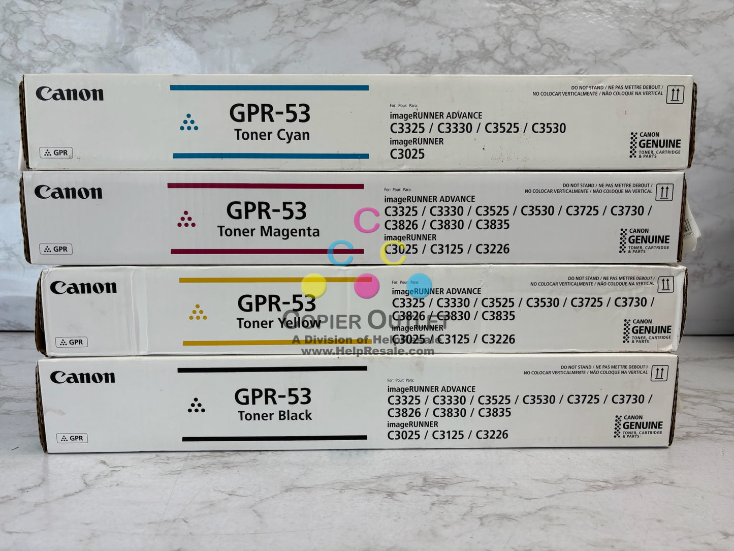 4 Genuine Canon iR C3325, C3330, C3525, C3530 GPR-53, GPR53 CMYK Toners