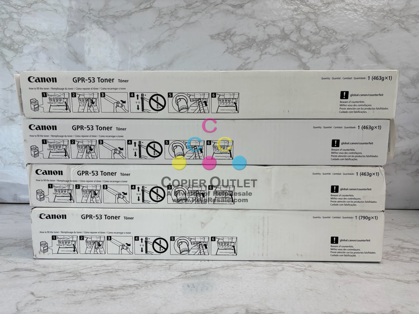 4 Genuine Canon iR C3325, C3330, C3525, C3530 GPR-53, GPR53 CMYK Toners