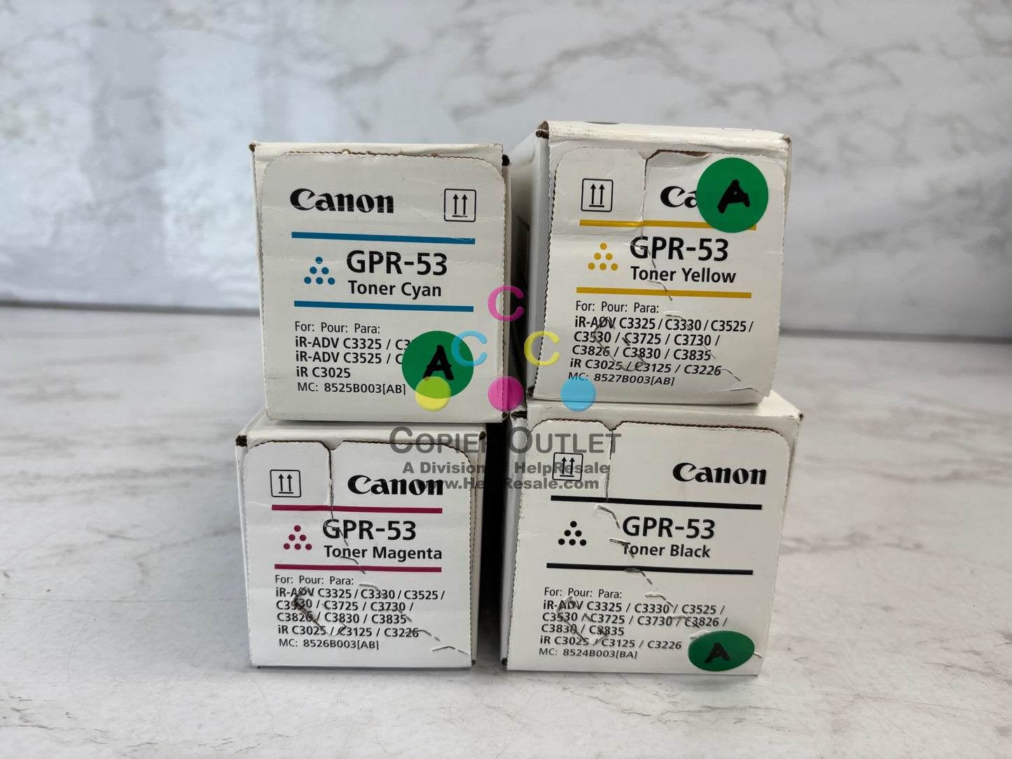 4 Genuine Canon iR C3325, C3330, C3525, C3530 GPR-53, GPR53 CMYK Toners
