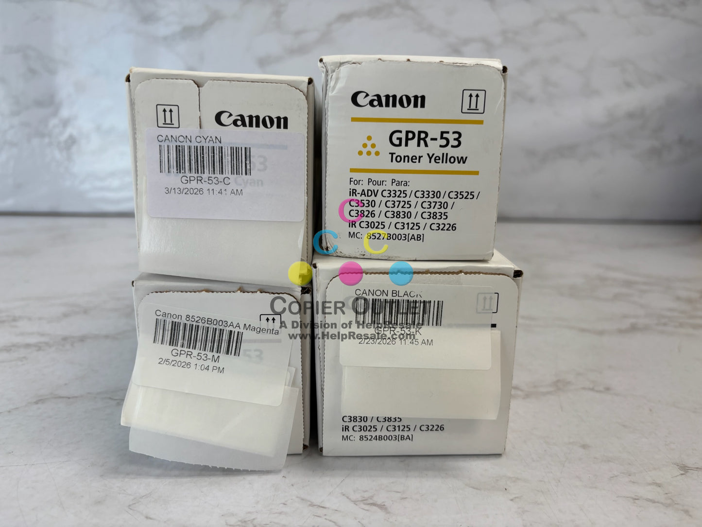 4 Genuine Canon iR C3325, C3330, C3525, C3530 GPR-53, GPR53 CMYK Toners