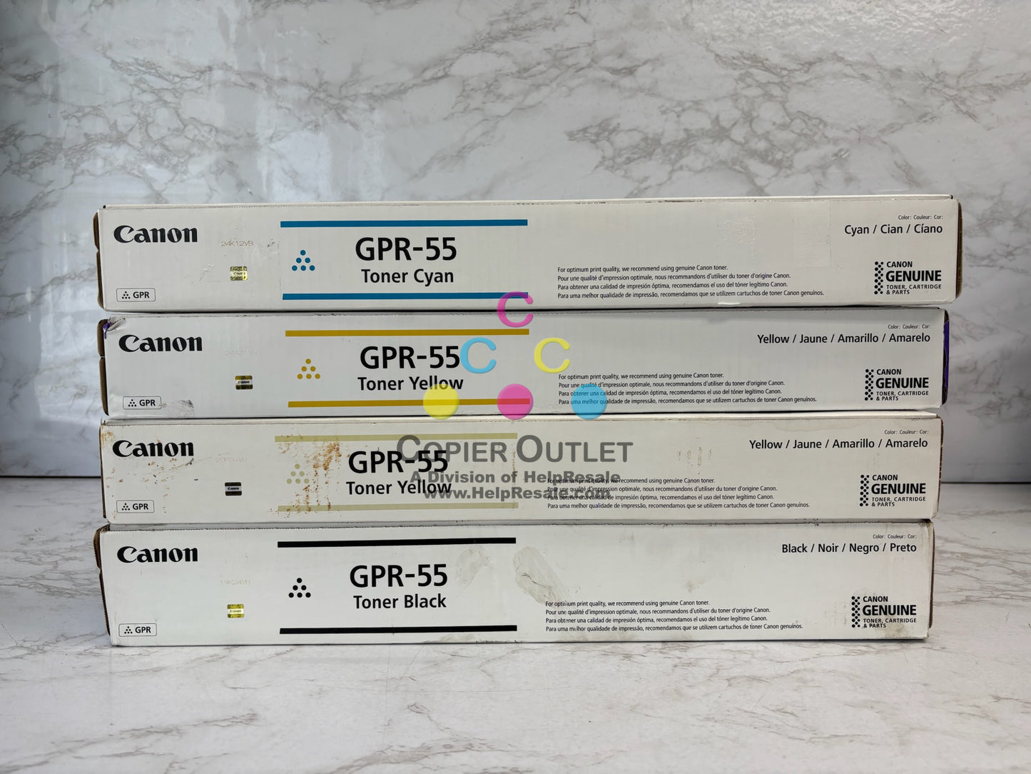 4 Genuine Canon iRAC5535i,C5540i,C5550 Cyan, Yel & Black Toners GPR-55 CYYK Toners