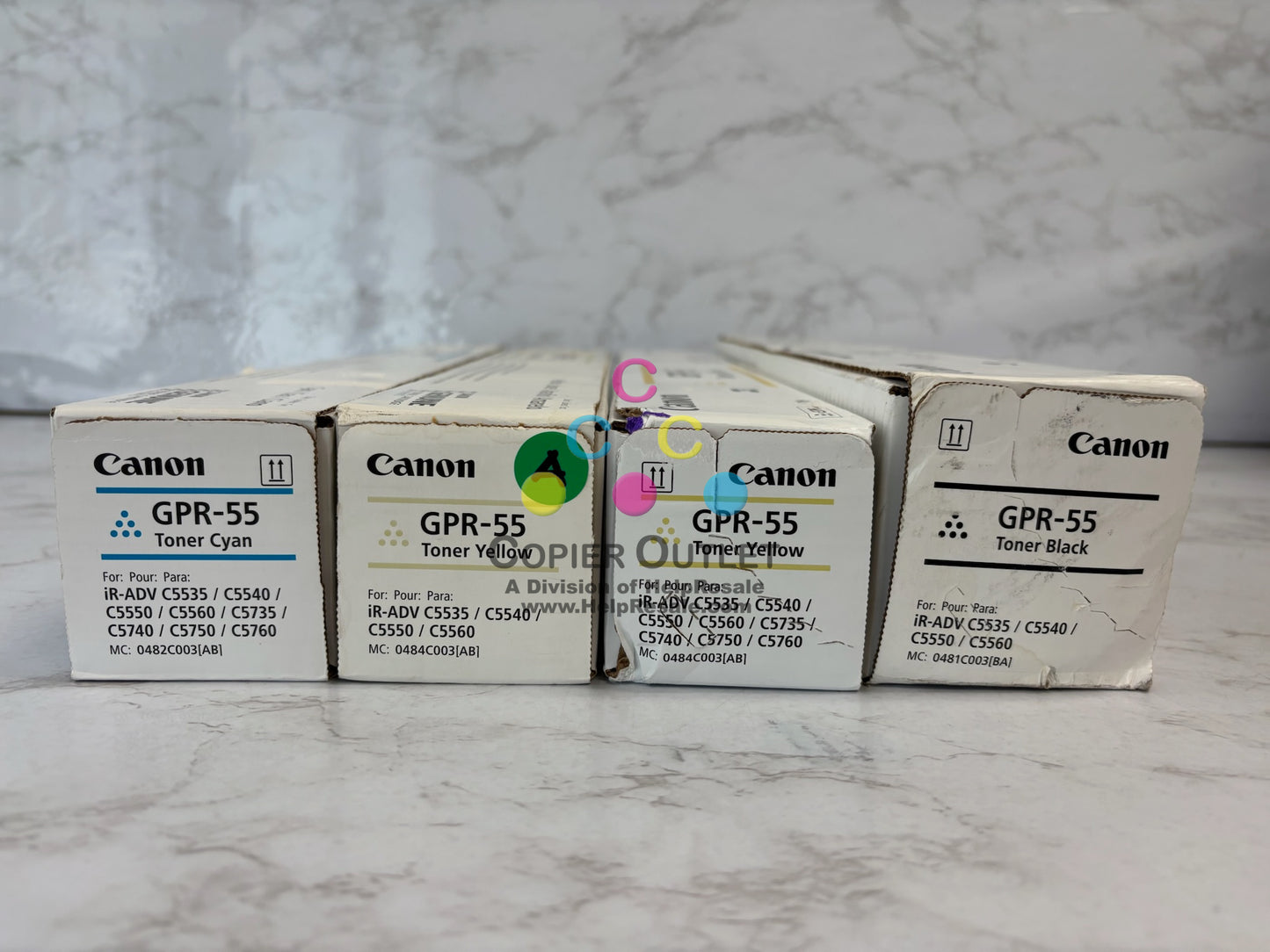 4 Genuine Canon iRAC5535i,C5540i,C5550 Cyan, Yel & Black Toners GPR-55 CYYK Toners
