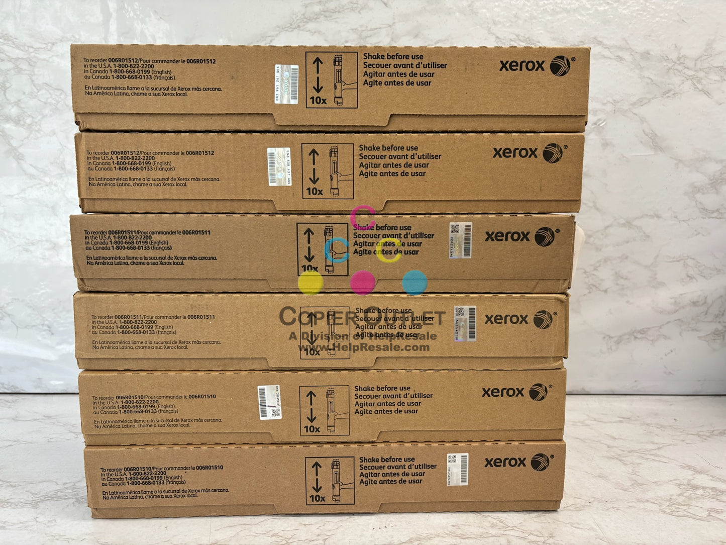 6 Genuine Xerox WC 7525, 7530 AltaLink C8030, C8035 Color 006R01510,11,12 CMY Toners