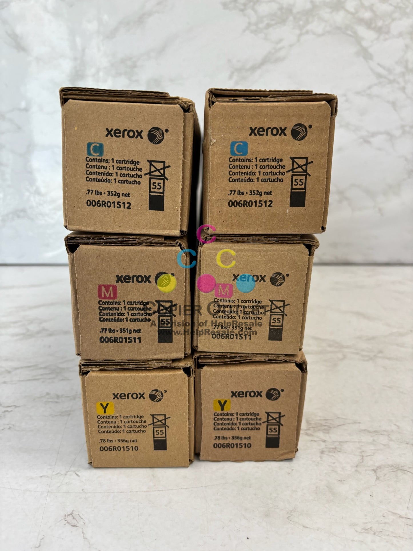 6 Genuine Xerox WC 7525, 7530 AltaLink C8030, C8035 Color 006R01510,11,12 CMY Toners