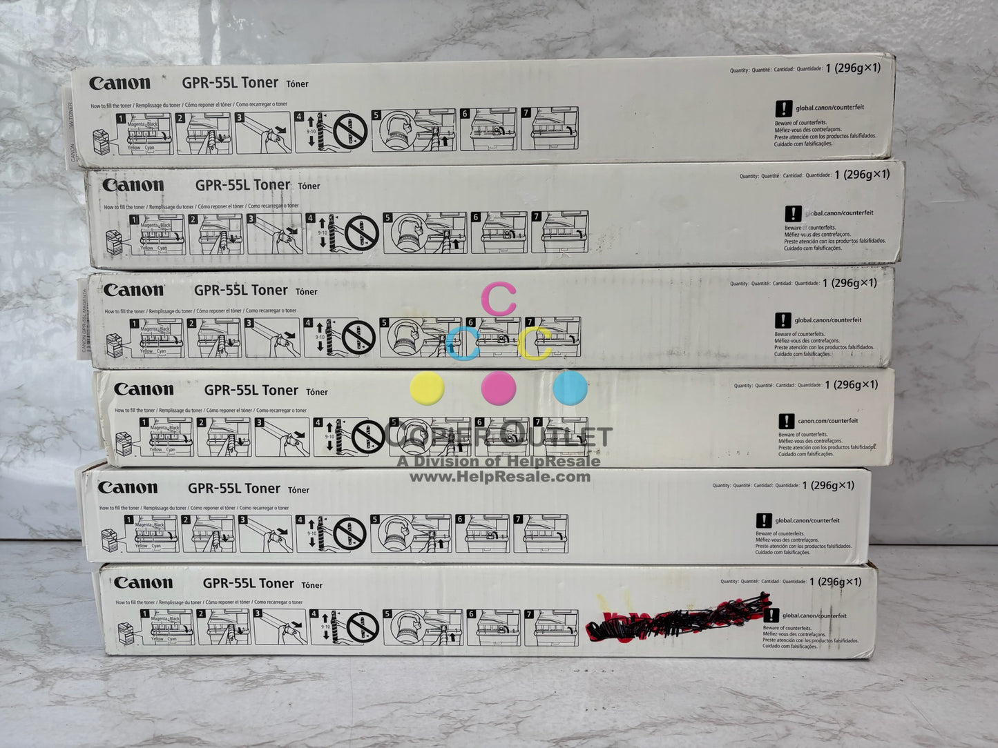6 Genuine Canon iRADV C5535,C5540,C5550,C5560,C5750 CMY Toners GPR-55L