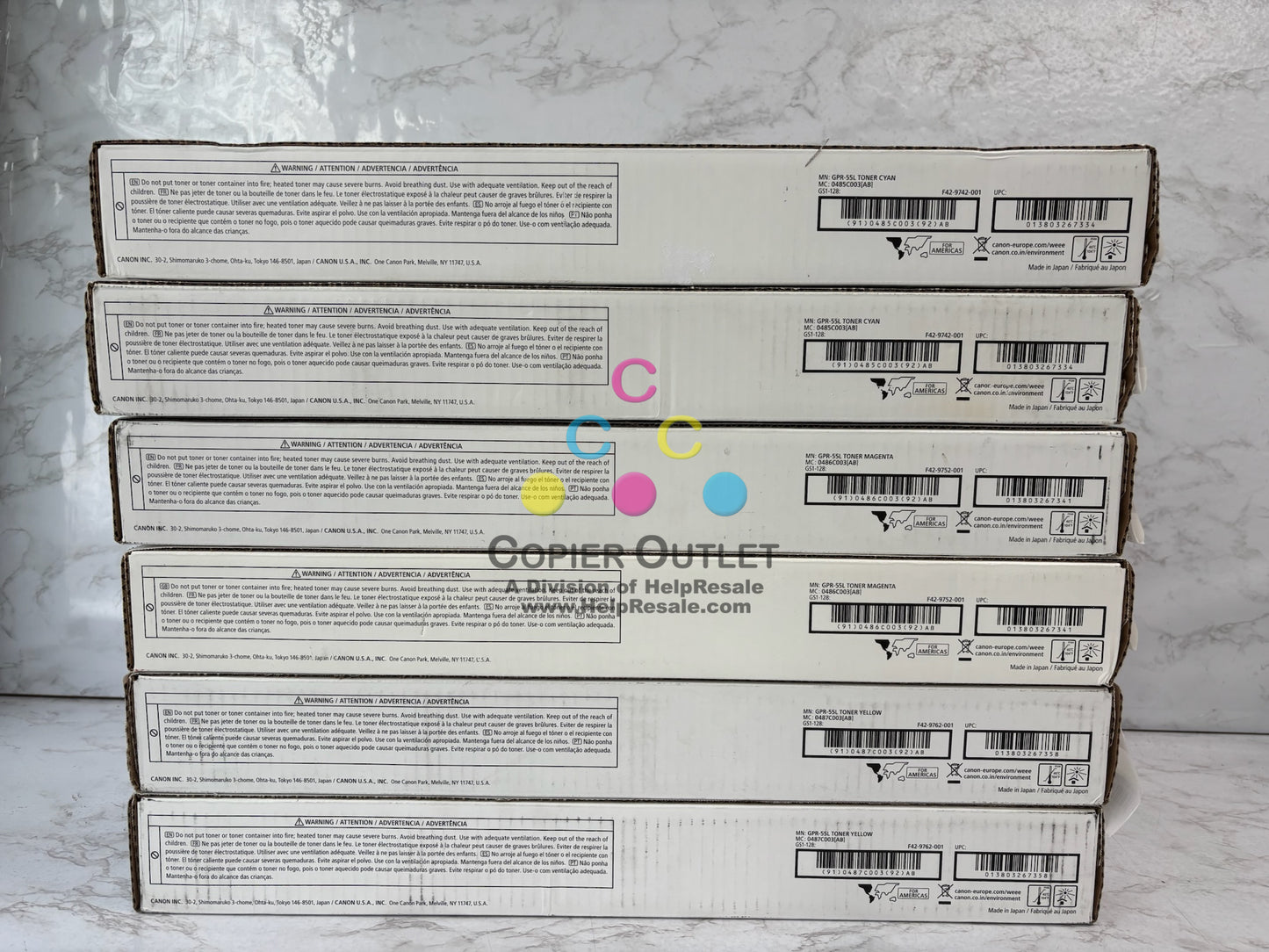 6 Genuine Canon iRADV C5535,C5540,C5550,C5560,C5750 CMY Toners GPR-55L