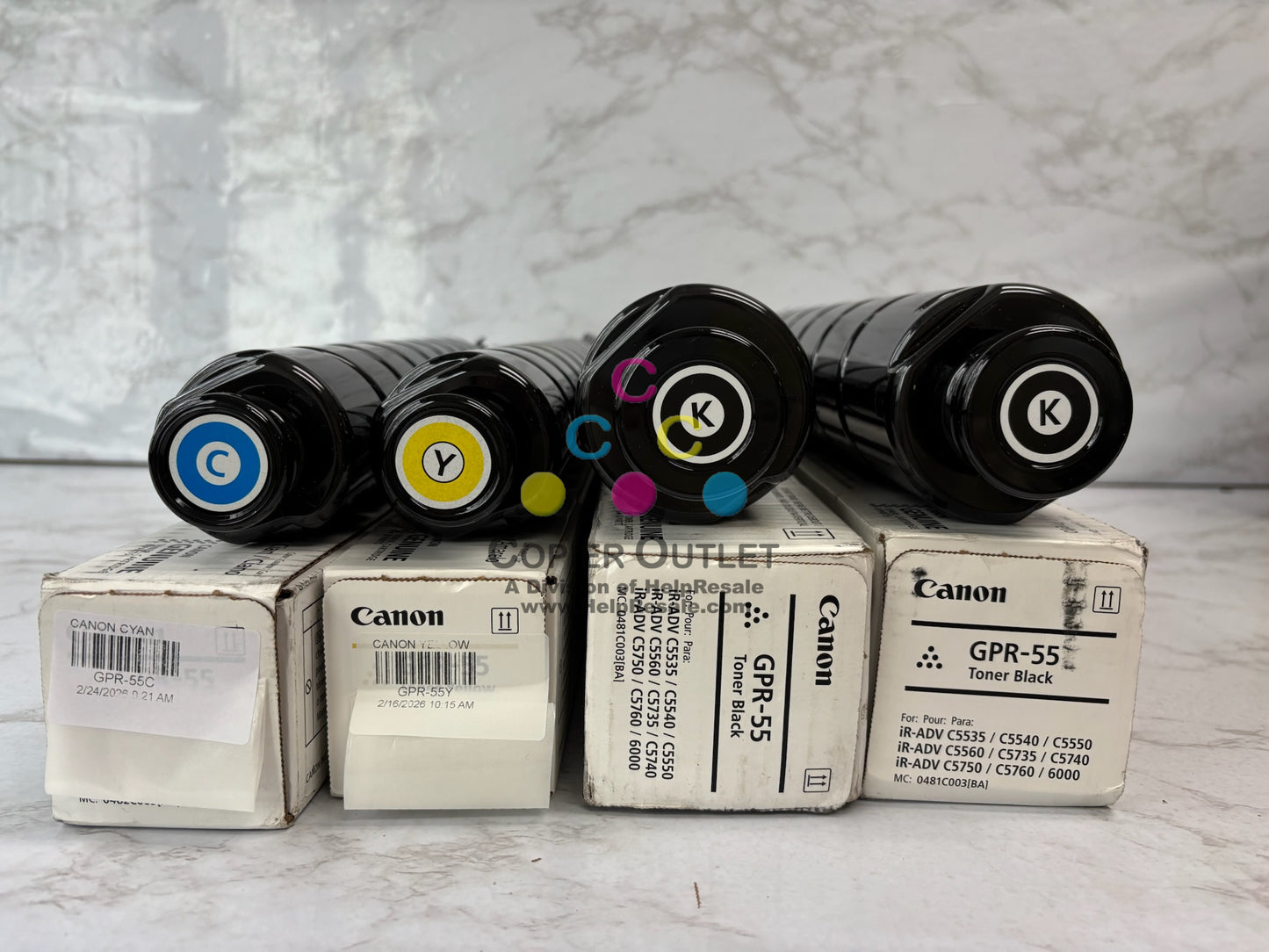 4 Open Genuine Canon iRA C5540i,C5550 Cyan, Yel & Black Toners GPR-55 CYKK