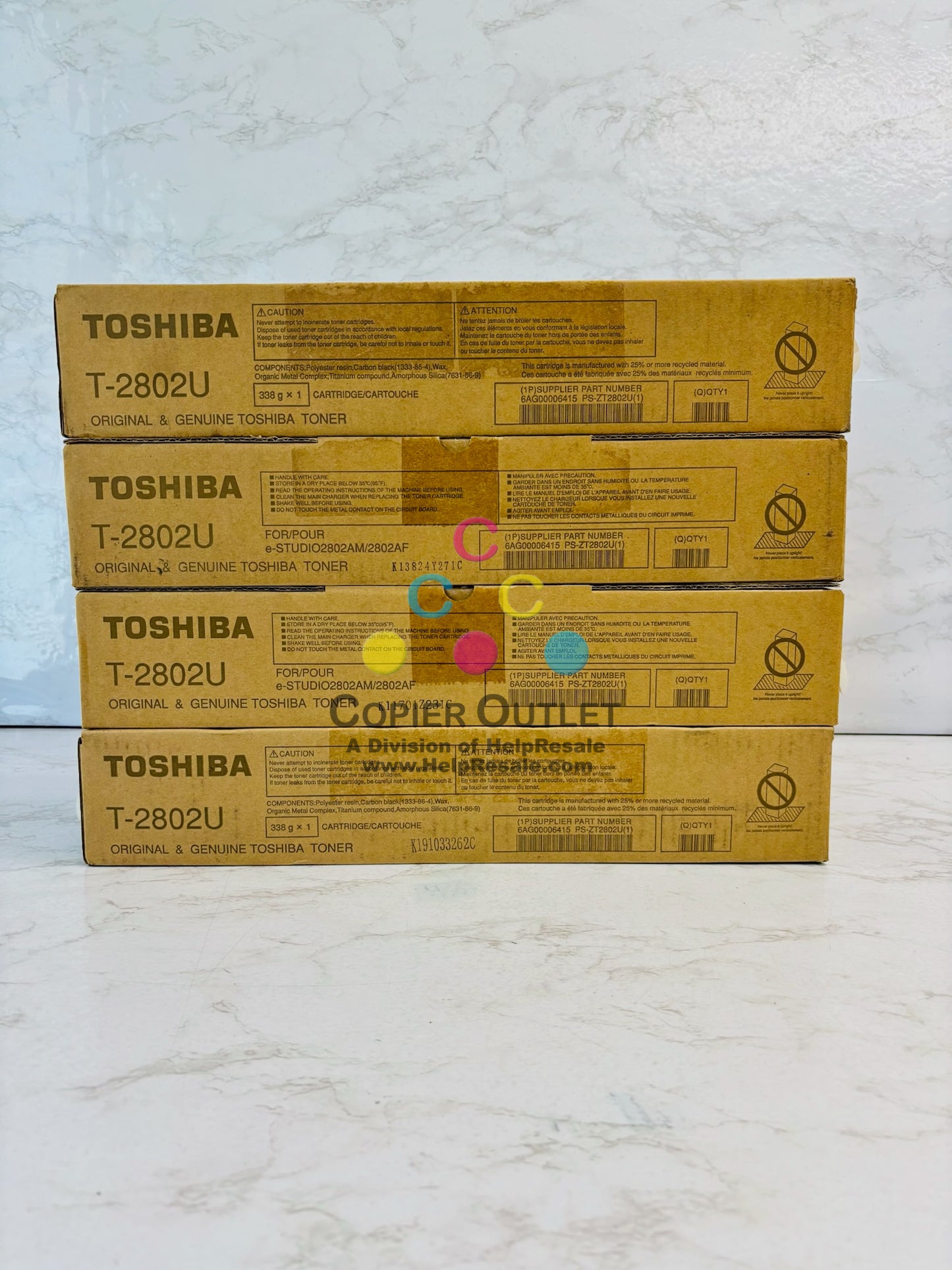 4 Genuine Toshiba e-STUDIO 2802AM,2802AF Black Toner T-2802U