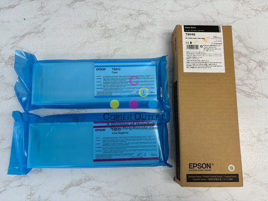 3 Genuine Epson SCP9000/8000 Cyan Mag & MBK inks T8042, T8043, T8048 (2018-2023)