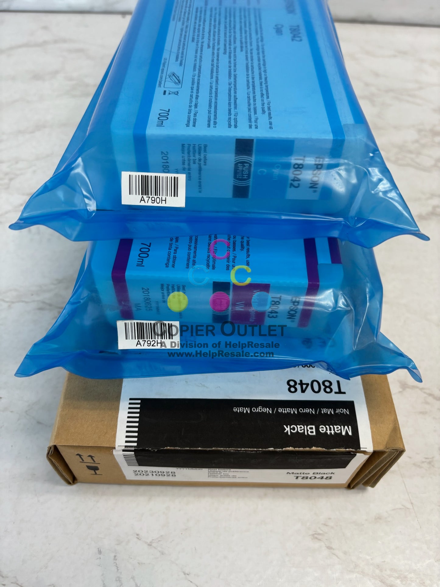 3 Genuine Epson SCP9000/8000 Cyan Mag & MBK inks T8042, T8043, T8048 (2018-2023)