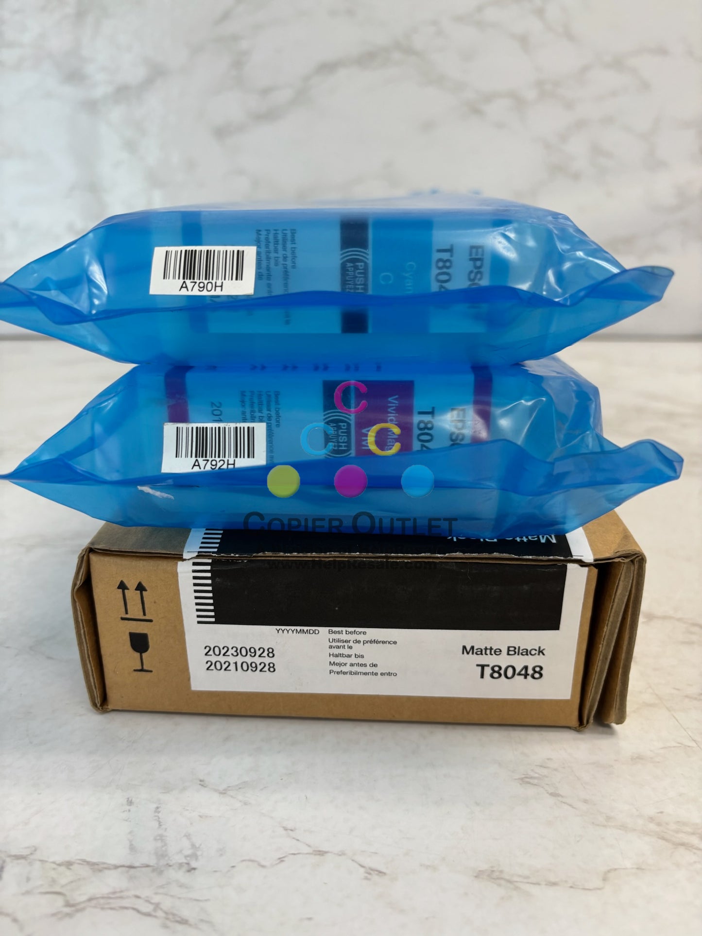 3 Genuine Epson SCP9000/8000 Cyan Mag & MBK inks T8042, T8043, T8048 (2018-2023)