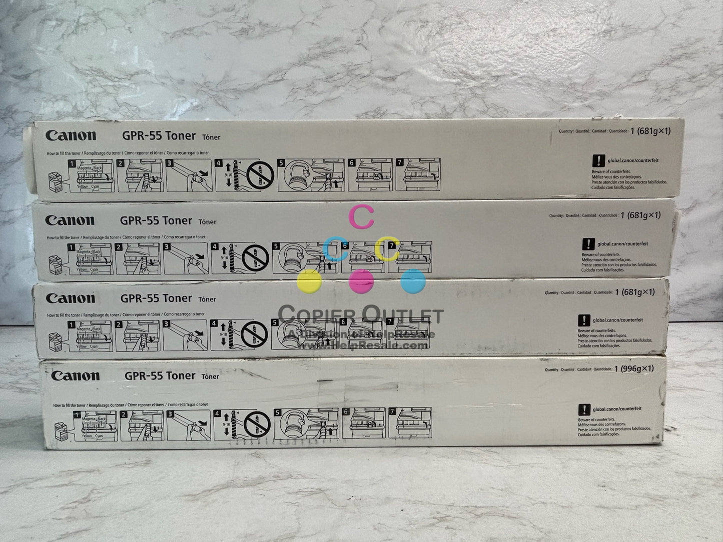 4 Cosmetic Genuine Canon IRA C5535,C5540,C5550,C5560 GPR-55, GPR55 MYYK Toners