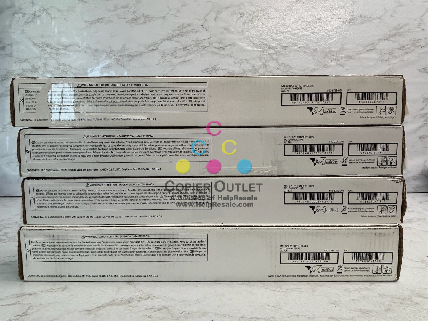 4 Cosmetic Genuine Canon IRA C5535,C5540,C5550,C5560 GPR-55, GPR55 MYYK Toners