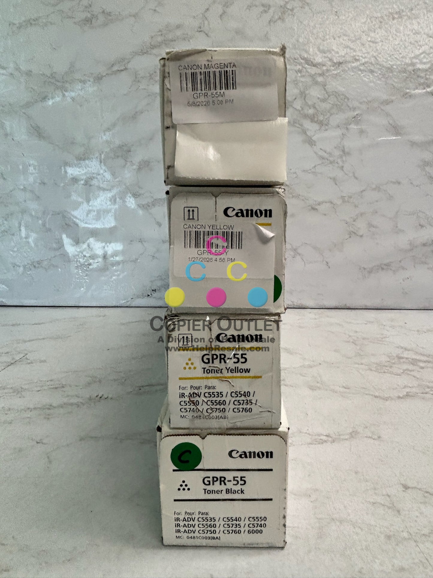 4 Cosmetic Genuine Canon IRA C5535,C5540,C5550,C5560 GPR-55, GPR55 MYYK Toners