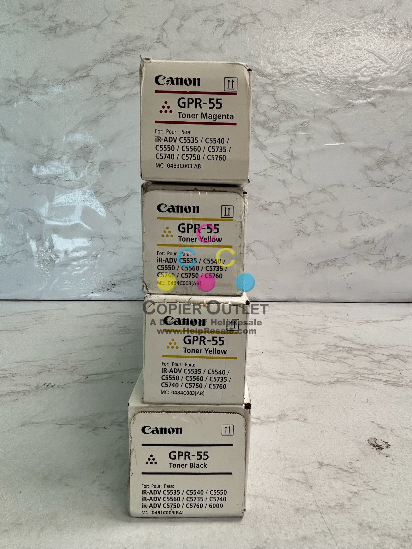 4 Cosmetic Genuine Canon IRA C5535,C5540,C5550,C5560 GPR-55, GPR55 MYYK Toners