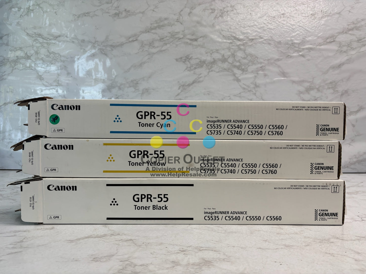 3 Open Genuine Canon IRA C5535,C5540,C5550,C5560 GPR-55, GPR55 CYK Toners