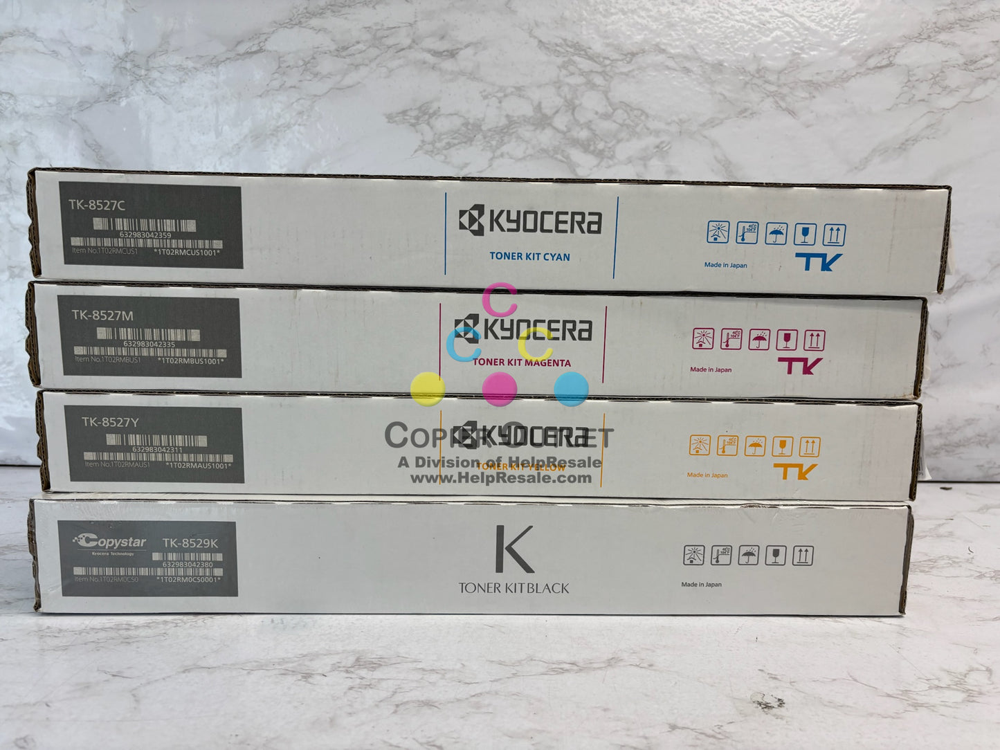 4 Genuine Kyocera TASKalfa 3552ci, 3553ci, 4052ci TK-8527 CMY & TK-8529K Toners