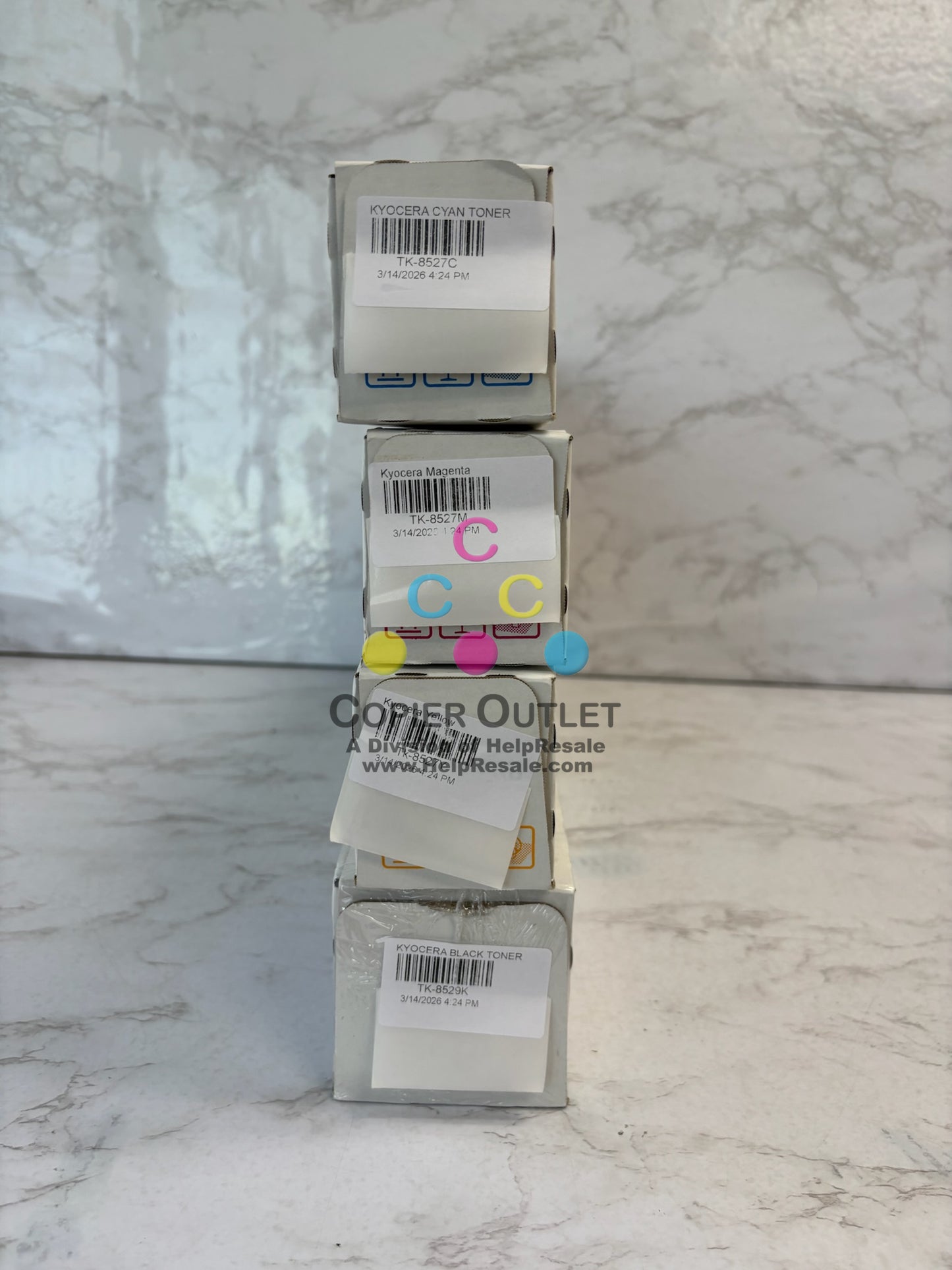 4 Genuine Kyocera TASKalfa 3552ci, 3553ci, 4052ci TK-8527 CMY & TK-8529K Toners