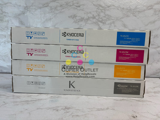 4 Genuine Kyocera TASKalfa 3552ci, 3553ci, 4052ci TK-8527 CMY & TK-8529K Toners