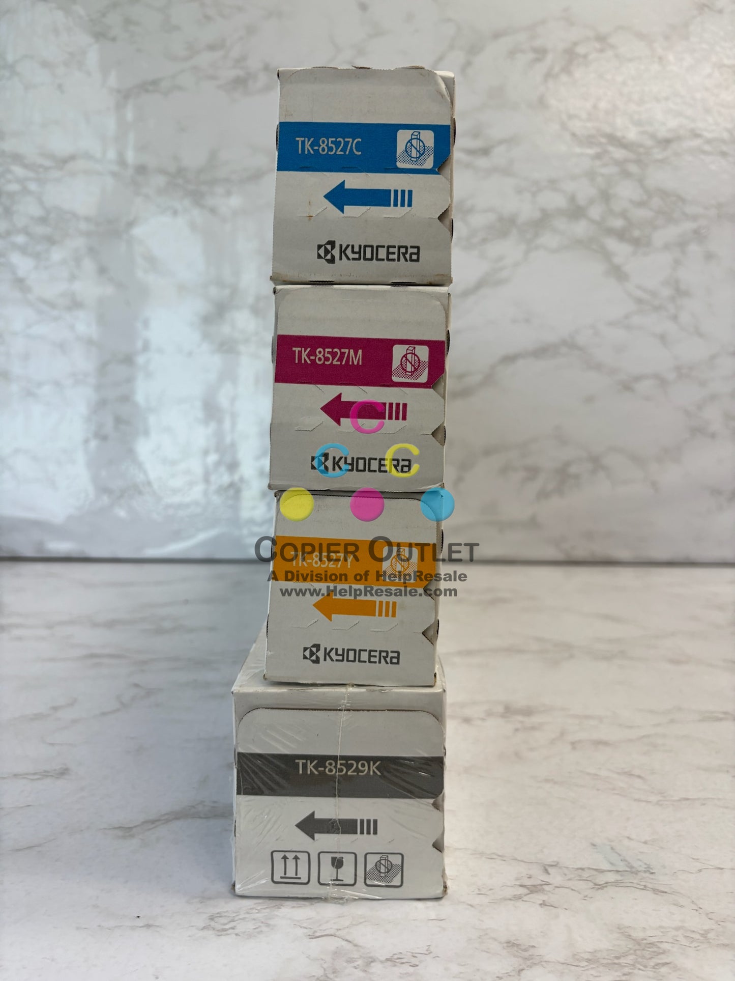 4 Genuine Kyocera TASKalfa 3552ci, 3553ci, 4052ci TK-8527 CMY & TK-8529K Toners