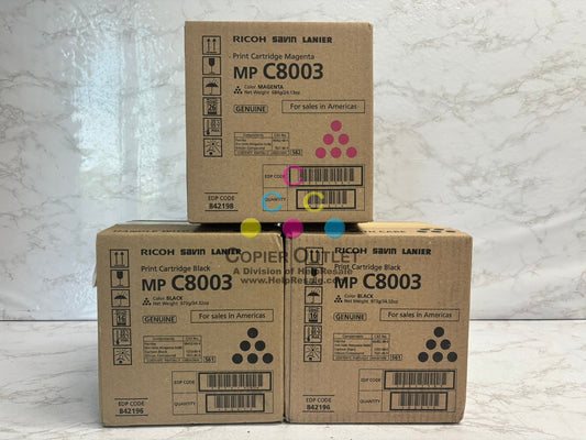 3 OEM Ricoh MP C8003,C6500,C8000,C6503 Magenta & Black Toners 842196, 842198