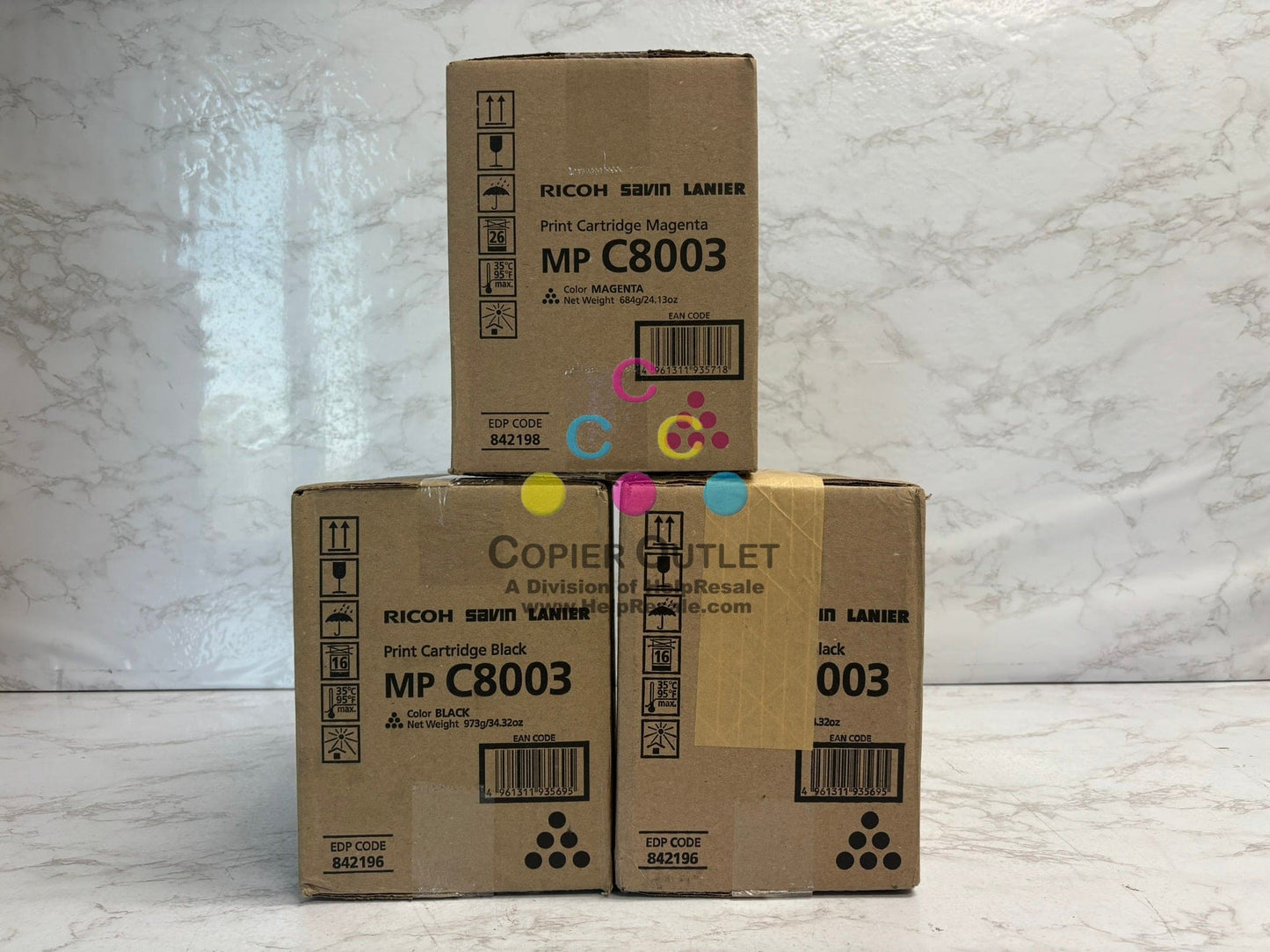 3 OEM Ricoh MP C8003,C6500,C8000,C6503 Magenta & Black Toners 842196, 842198