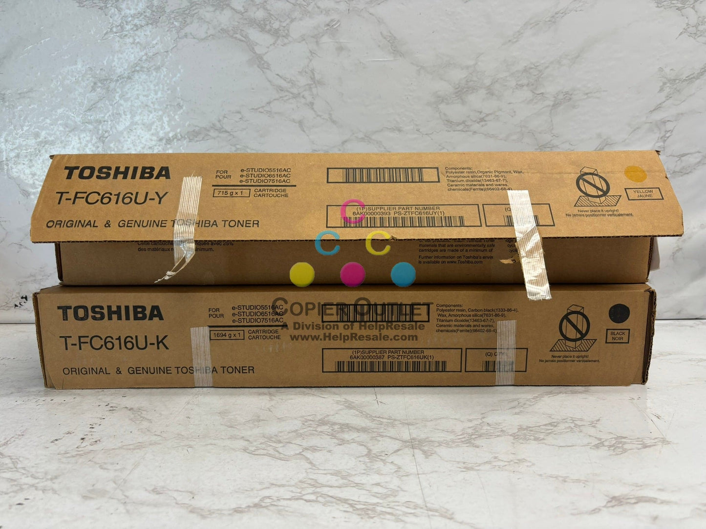 2 Genuine Toshiba eSTUDIO 5516AC,6516AC,7516AC YK Toners T-FC616U-Y, T-FC616U-K