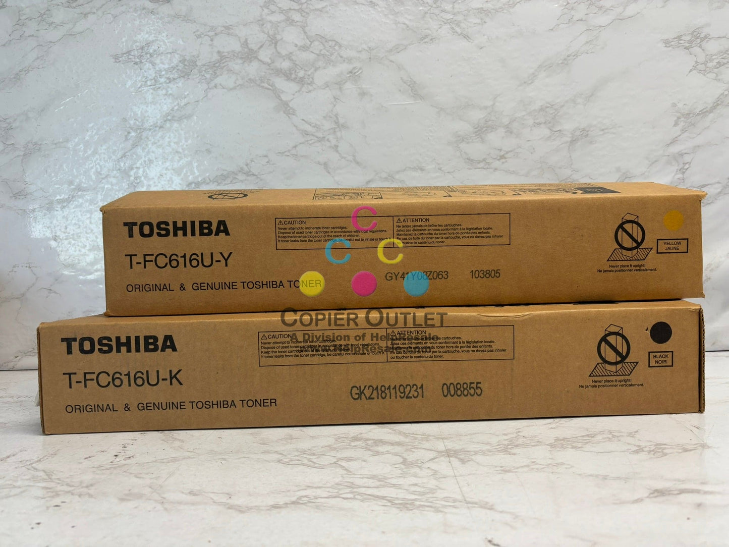 2 Genuine Toshiba eSTUDIO 5516AC,6516AC,7516AC YK Toners T-FC616U-Y, T-FC616U-K